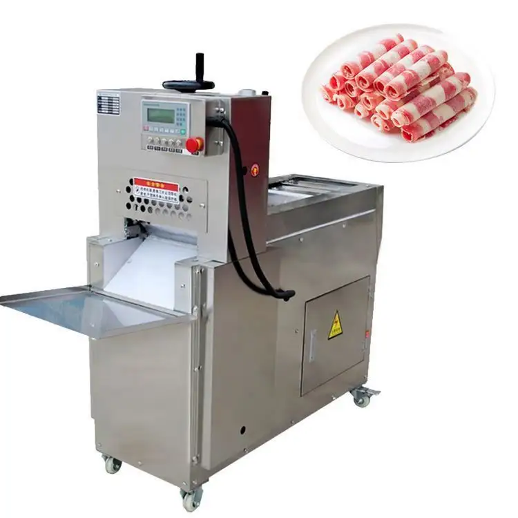 मांस काटने की मशीन स्वचालित जमे मांस स्लिसर बेकन के लिए स्वचालित जमे हुए मांस स्लाइसर