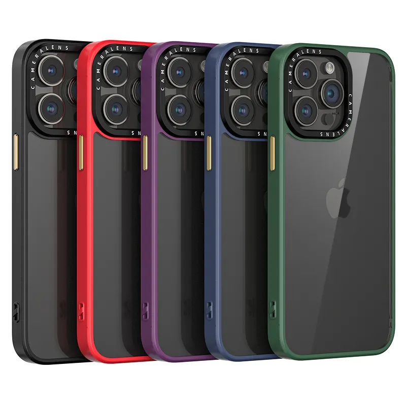 5 renk Metal düğme grace kamera halka TPU PC temizle iPhone için kılıf 14 pro max yeni telefon kılıfı iPhone için kılıf 14