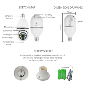 <strong>Camera</strong> Light Bulb 480P 1080P <strong>Security</strong> <strong>Camera</strong> System with 2.4GHz WiFi 360 Degree Panoramic Wireless Home Surveillance Cameras - Product Image 6