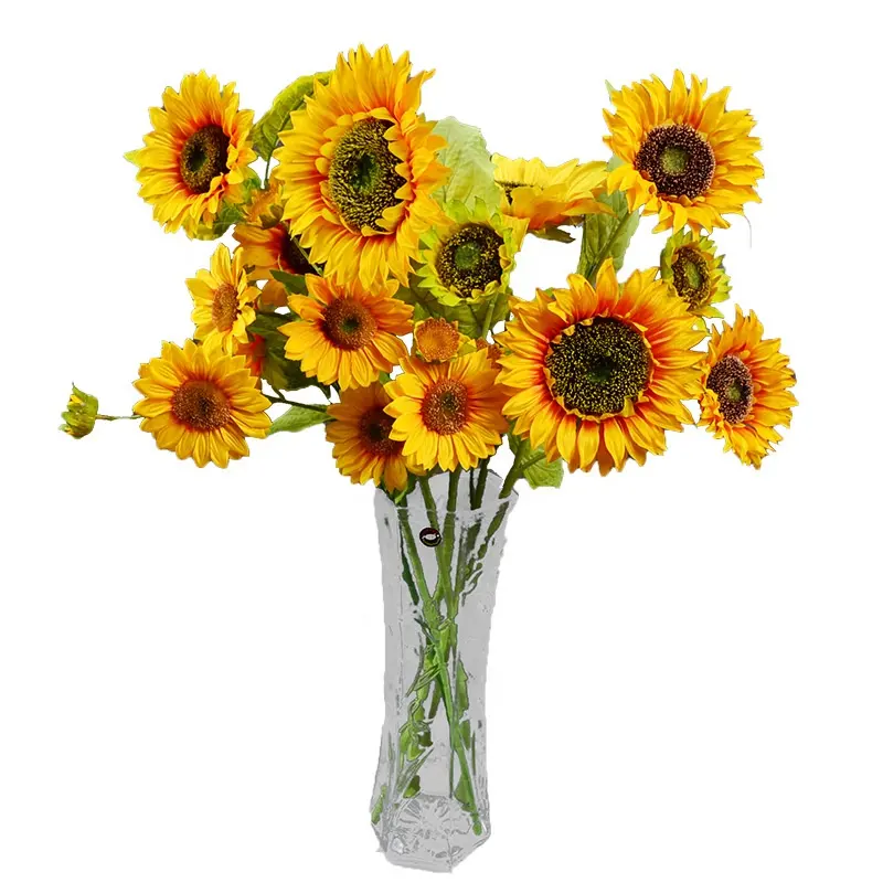 LCLB-105CM-1/2/3/5 Single Long Stem Wholesale Silk Artificial Flower Plastic Sunflower for Sale