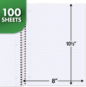 Spiral <strong>Notebook</strong>, 1-Subject, <strong>Graph</strong> Ruled <strong>Paper</strong>, 10-1/2&quot; X 8&quot;, 100 Sheets, Green - Product Image 4