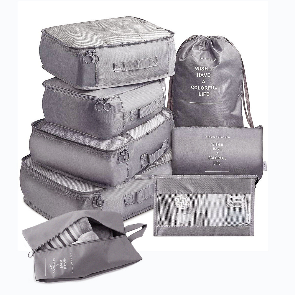 Eight-piece toiletry bag set gray