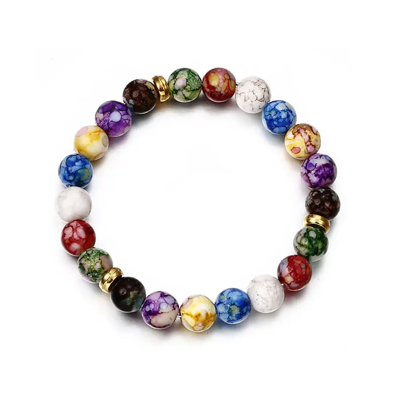 Gioielli alla moda coloratissimi turchesi con perline di pietra imitazione bracciali per uomo e donna regalo