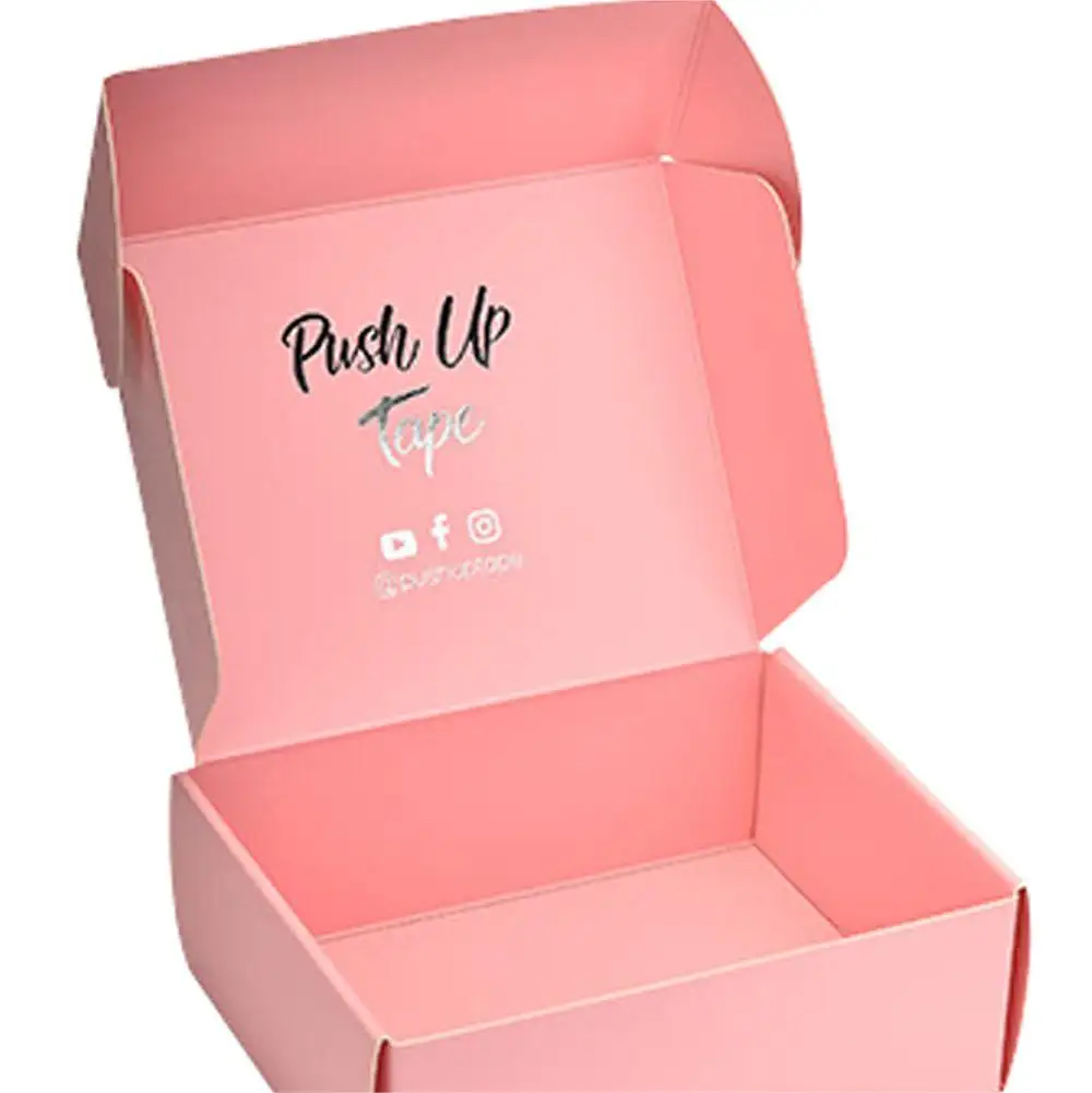 OEM 사용자 정의 로고 인쇄 생분해 성 단단한 종이 포장 우편물 상자 핑크 배송 골판지 골판지 상자
