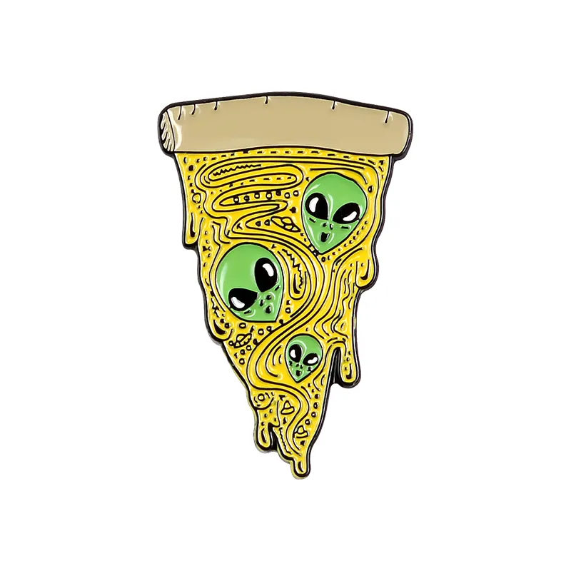 Pizza Planet Emaille pin Lustige Alien Pizza füllungen Cosmic Universum UFO Meme Schmuck Abzeichen Broschen pins Für Freunde