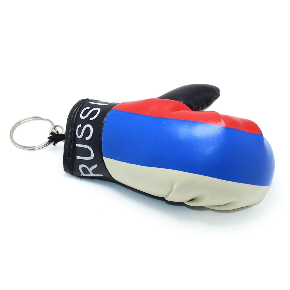 Брелок для ключей для российского бокса из полиуретана и ПВХ перчаток, брелок для ключей, подвеска для сумки, спортивные рекламные сувениры с индивидуальным принтом, мини-брелок для бокса