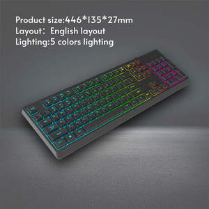 Teclado de membrana de oficina negro Anti-Ghosting de 104 teclas, teclado con cable de tamaño completo personalizado con retroiluminación de iluminación de 5 colores - Product Image 2
