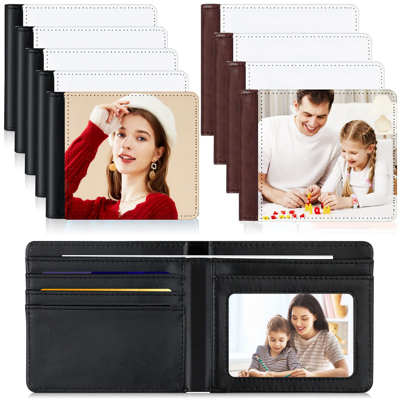 Transferencia de calor DIY Diseño personalizado PU Cuero Bifold White Sublimation Blanks Wallet para hombres