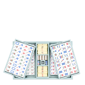 Sang trọng Mạt chược trò chơi thiết lập bao bì Calfskin Da Quốc Tế Mạt chược Quy Tắc Gậy Xúc xắc gỗ trường hợp - Product Image 1