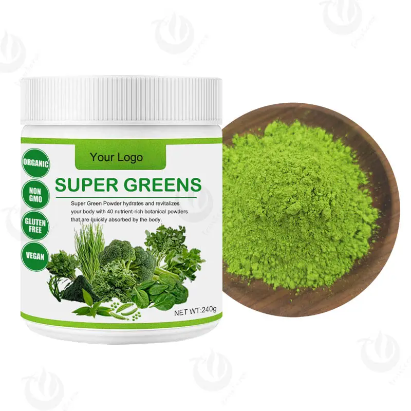 Etiqueta privada 100% Pure Mixed Vegetal Powder Superfood Supergreens Super Greens Powder