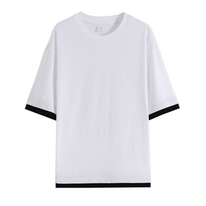 <strong>2025</strong> Panel Stitching <strong>Design</strong> 100% Cotton 225Grams Men's Short Sleeve Crew <strong>Neck</strong> Plus Size T-shir