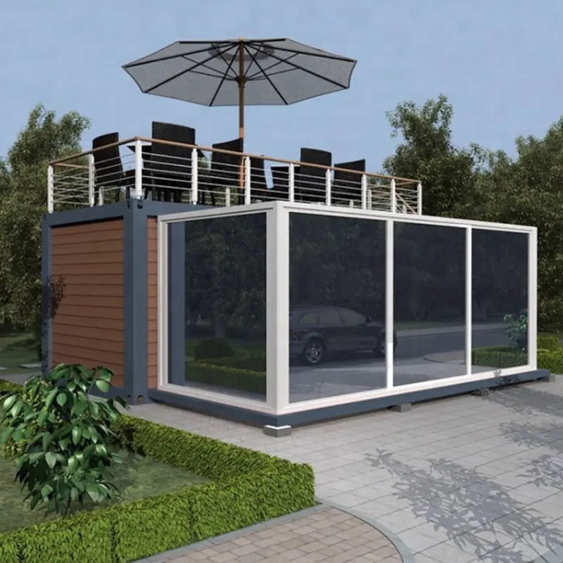 Low cost prefab expendable container sliding house Modern flat pack garden storage house