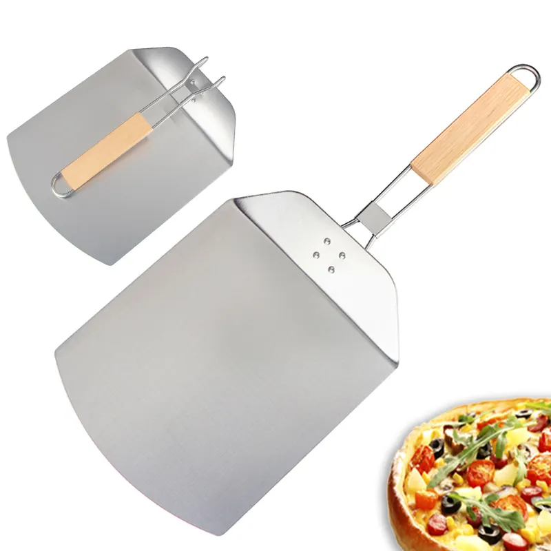 Großhandel Pizza Stein Edelstahl Pizza Schaufel Platte Küche Pizza Peel mit faltbarem Griff