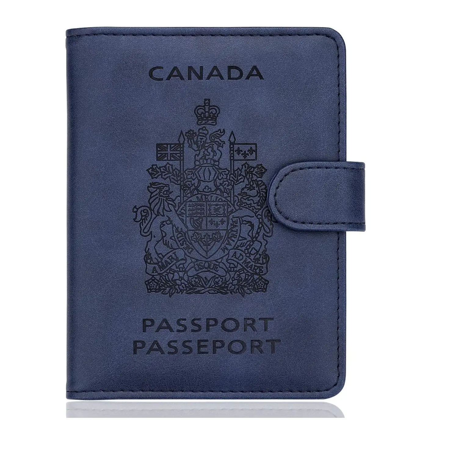 2023 नई कस्टम लोगो कनाडा पासपोर्ट धारक प्रीमियम पु चमड़े यात्रा पासपोर्ट बटुआ आरएफआईडी पासपोर्ट कवर काले