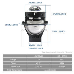 Fabrika fiyat 3 inç KLD30 LED projektör Lens 46W/56W 6 + 3 cips araba far projektör ile çift reflektör bardaklar - Product Image 3