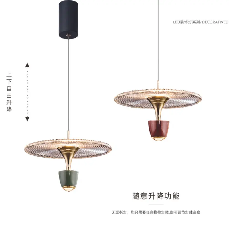 Gold Glas Luxus Hängelampen Leuchte Abgehängte lineare LED-Decke Home Decor Moderne Kronleuchter Pendel leuchte für die Küche