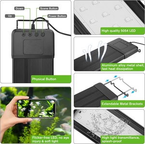 TuYaアプリコントロール付き20W-60WスマートアクアリウムライトRGBProフルスペクトル24/7照明サイクル8タイマープログラム可能なDIYオプション