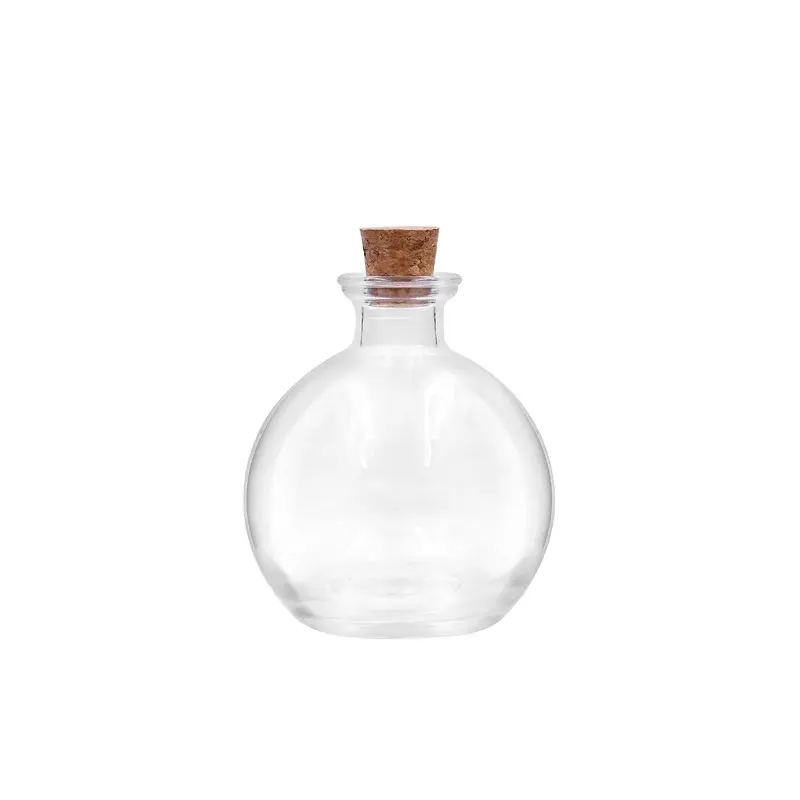 Heißer Verkauf leer 8 OZ Clear Round Glass Corked Zauber trank Verpackungs flasche