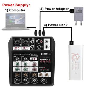 Mezclador de interfaz de Audio USB portátil profesional de 4 canales, consola mezcladora de sonido Blue Tooth para iluminación de vídeo móvil - Product Image 5