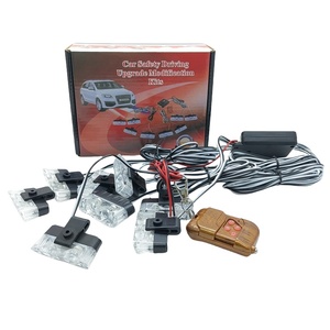 8x2 <strong>LED</strong> Auto Headlight Bright Outdoor Grille Strobe Light <strong>Red</strong> &amp; Blue Color Emergency Warning Flashing Light 12V - Product Image 1