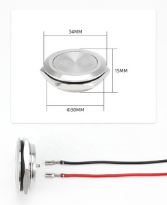 30mm çap kısa typeon kapalı 1NO anlık olmayan işıklı metal basmalı anahtar 2pins ile - Product Image 6