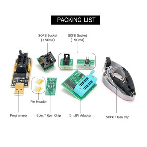 USB-программист с зажимом SOP8 EEPROM BIOS Flasher SPI Flash программист комплект с адаптером 1,8 В и 150mil SOP8 сокет f