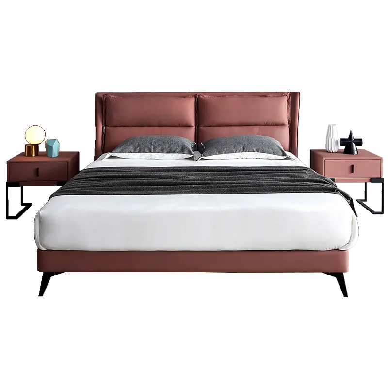 Venda quente quarto full size disponível OEM e ODM aceitado estilo moderno cama de couro macio