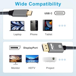 1M 2M 3M USB C to DP Cable 8K USB-C Displayport Cable USB Type C to UHD 8K Displayport DP 1.4 8K60Hz Cable for Macbook