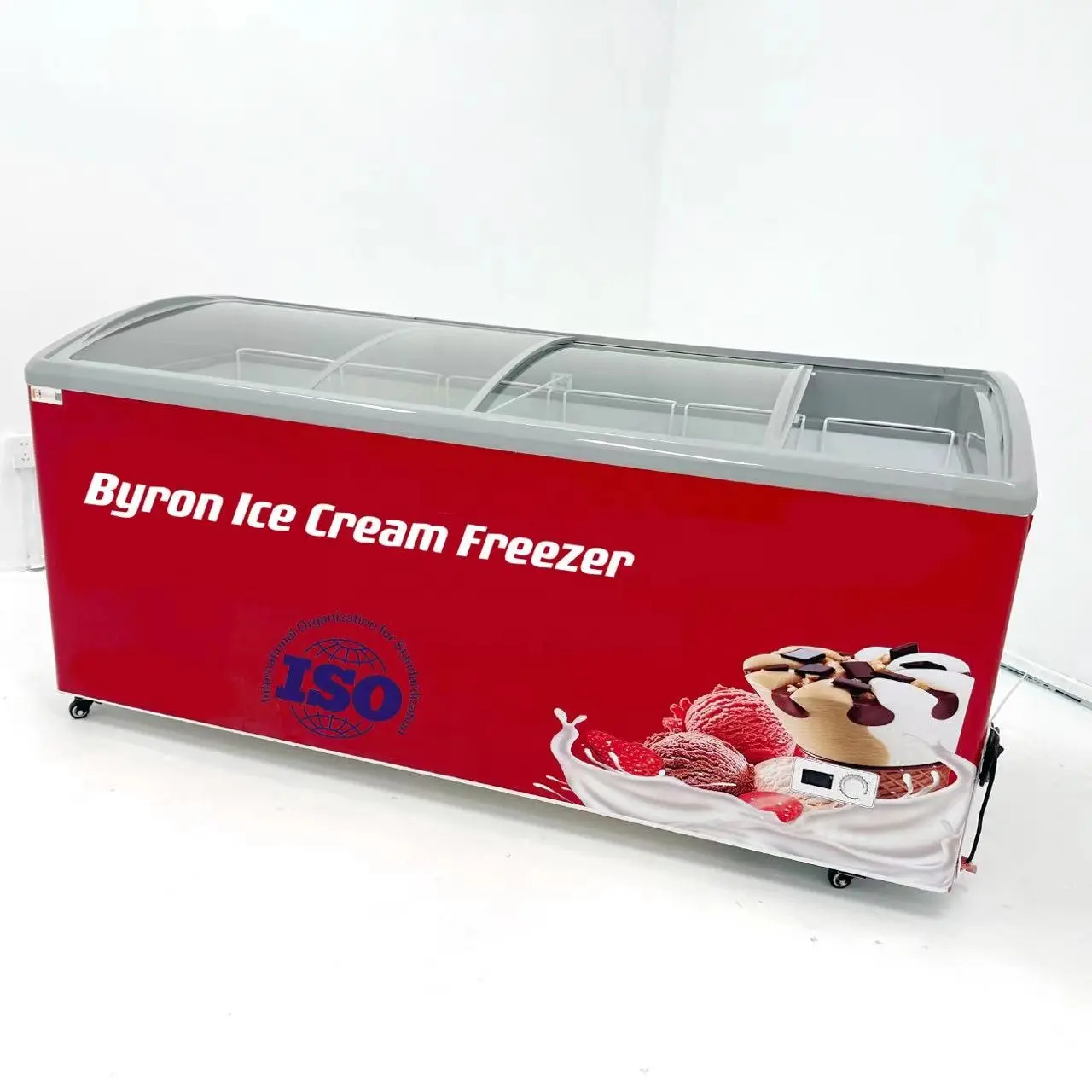 Vitrina comercial para refrigerador de helado, luz Led personalizada, construcción de estilo personalizada