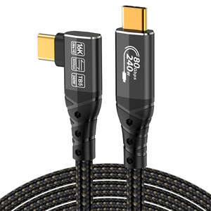 厂家批发USB3.1 Gen2 80Gbps USB C 5A 240W快速充电弯头90度16k视频USB 5 1.2M C 3A快速充电 - Product Image 1