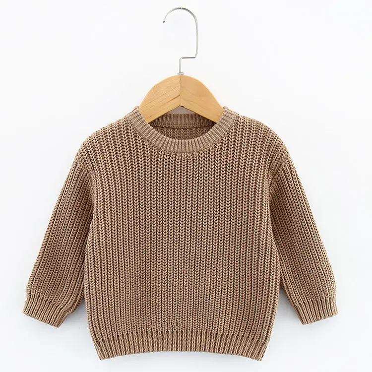 2021Hot Sale 100% Cotton Chunky Knitted Sweater Kids Pullover baby knit sweater