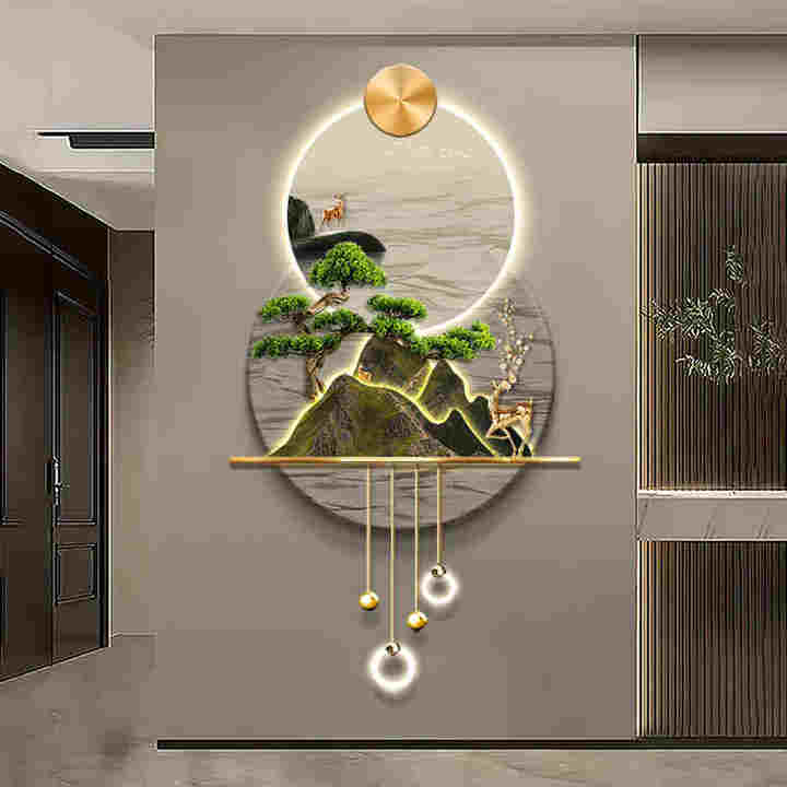 3D Three-dimensional Modern Luxury Porch Decorative Painting High-grade LED Light Mural Hotel Living Room Hanging Picture