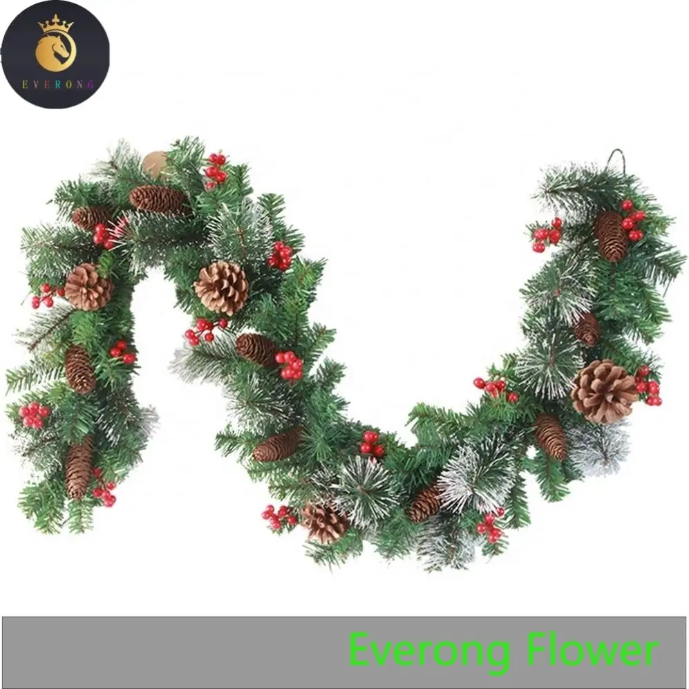 Videira de Natal artificial americana em PVC 180 CM com decoração de lareira estilo europeu de frutas vermelhas