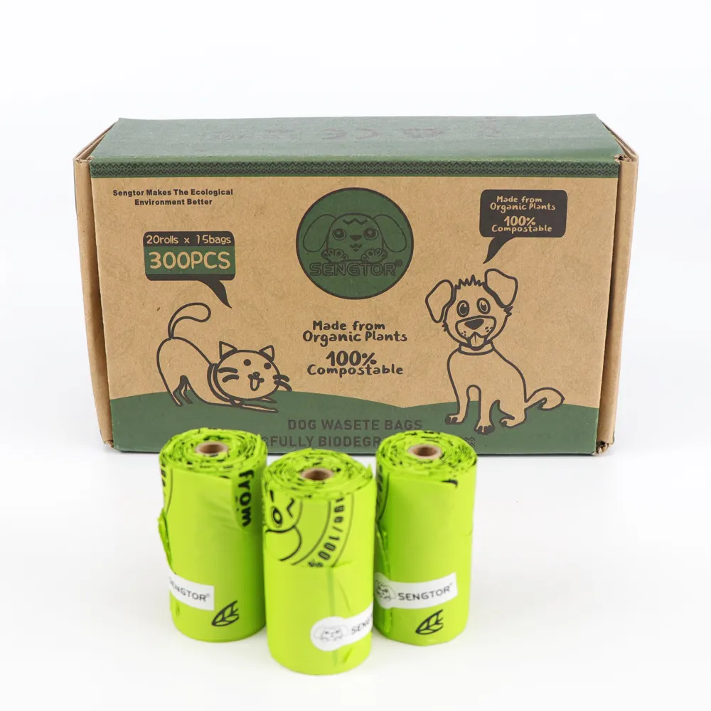 Sacs à excréments biodégradables pour chiens, emballage respectueux de l'environnement, sachet à ordures