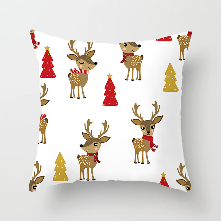 Factory Direct Nordic Style Cushion Cover Custom Christmas Deer Print Cushion Cover
