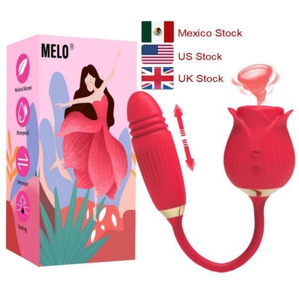 L1404-0 Sucking & Thrusting Rose vibrator, red