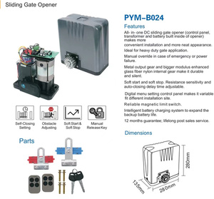 PYM-B024自动重型太阳能推拉门开启器，适用于太阳能驱动的公寓 - Product Image 5