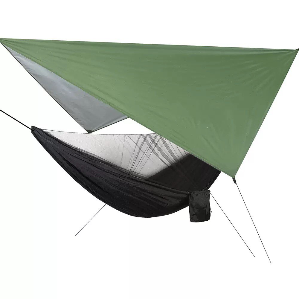 Mosquitera verde militar + hamaca negra