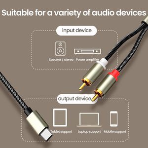 Type C <strong>to</strong> <strong>RCA</strong> Audio Cable 2 <strong>RCA</strong> Aux Cord Converter <strong>USB</strong> C Audio Line for Laptop Mobile Phone Speaker Amplifier 1m - Product Image 6