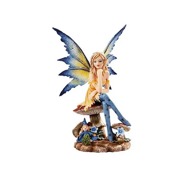 Mini figurines de fée en résine de haute qualité personnalisées sculpture décor de jardin statue d'elfe bleu