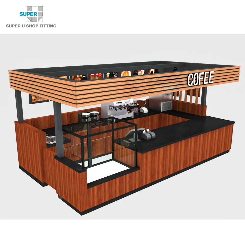 Quiosco de café de madera para venta al por mayor, pequeño centro comercial, diseño de café a la venta