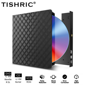 适用于笔记本电脑台式机iMac的TISHRIC DVD外部USB3.0阅读器弹出式移动外部dvd-rw型光盘播放器光驱