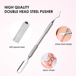 High End tırnak eti itici takım kiti gümüş açılı kare düz Mini 420 paslanmaz çelik tırnak tırnak eti itici tırnak çelik itici - Product Image 5