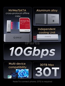 IParts <strong>Orico</strong> 2Bay NVME &amp; SATA Cross-protocol Offline Clone Type-C 10Gbps Hard Drive Docking Station for NVME M.<strong>2</strong> <strong>2</strong>.5&quot; 3.5&quot; HDD - Product Image 6