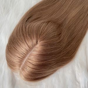 New Style 2024 European Raw <strong>Human</strong> Hair Straight Smooth Natural <strong>Back</strong> 20 in 150% Density Fishnet with Silk Base Topper for Women - Product Image 2
