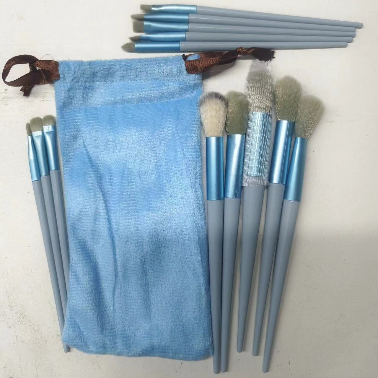 Blue 13-piece velvet bag set