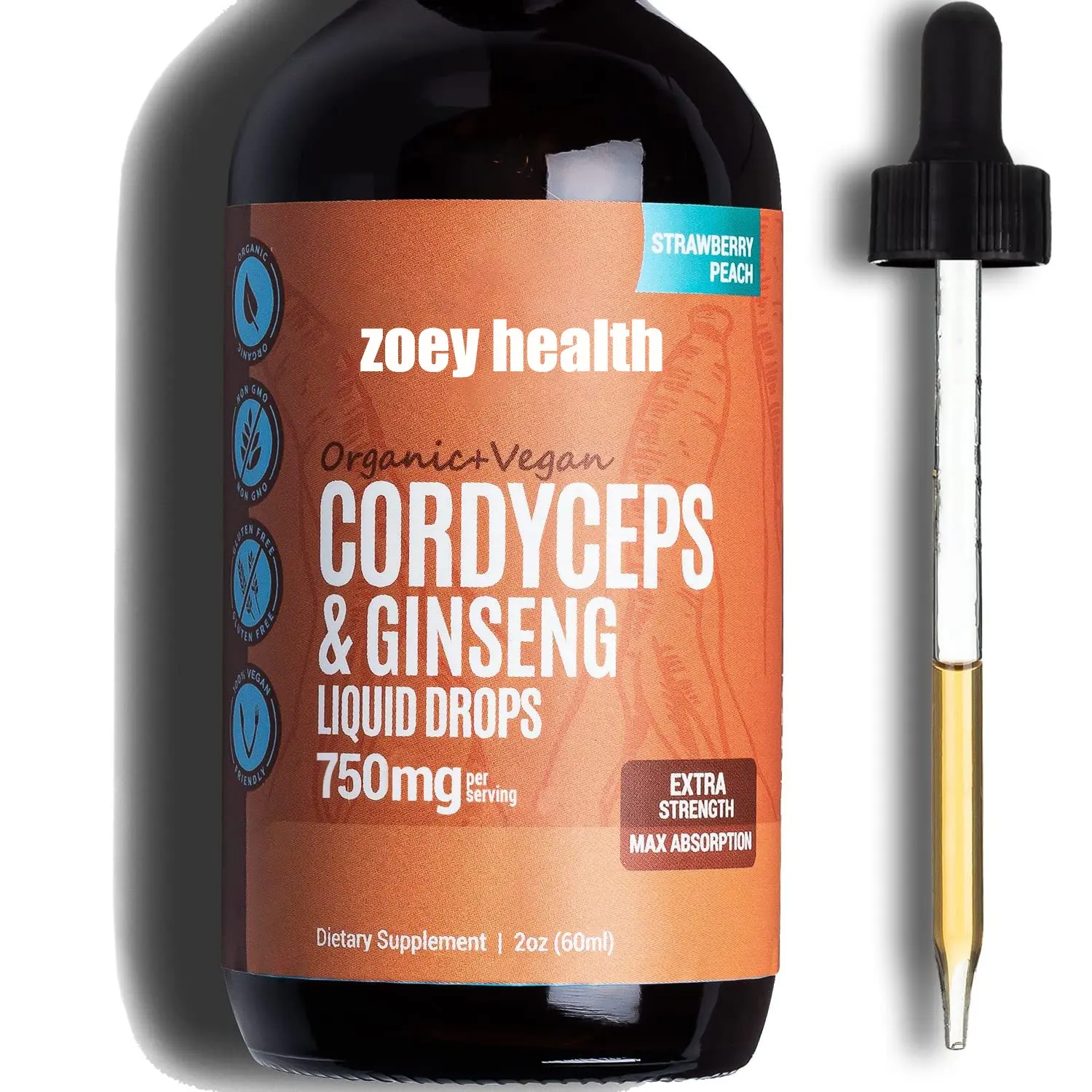 OEM/ODM Cordyceps Ginseng Extract Mushrooms Liquid Sublingual Drops for Healthy Cardiovascular Function