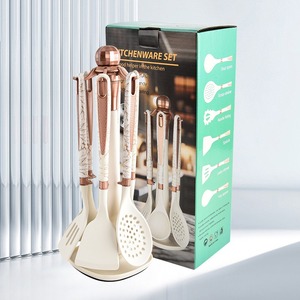 HYRI 7-Piece pişirme kapları döner depolama ile raf seti siyah sprey nokta yapışmaz pişirme Spatula seti mutfak aksesuarları - Product Image 3