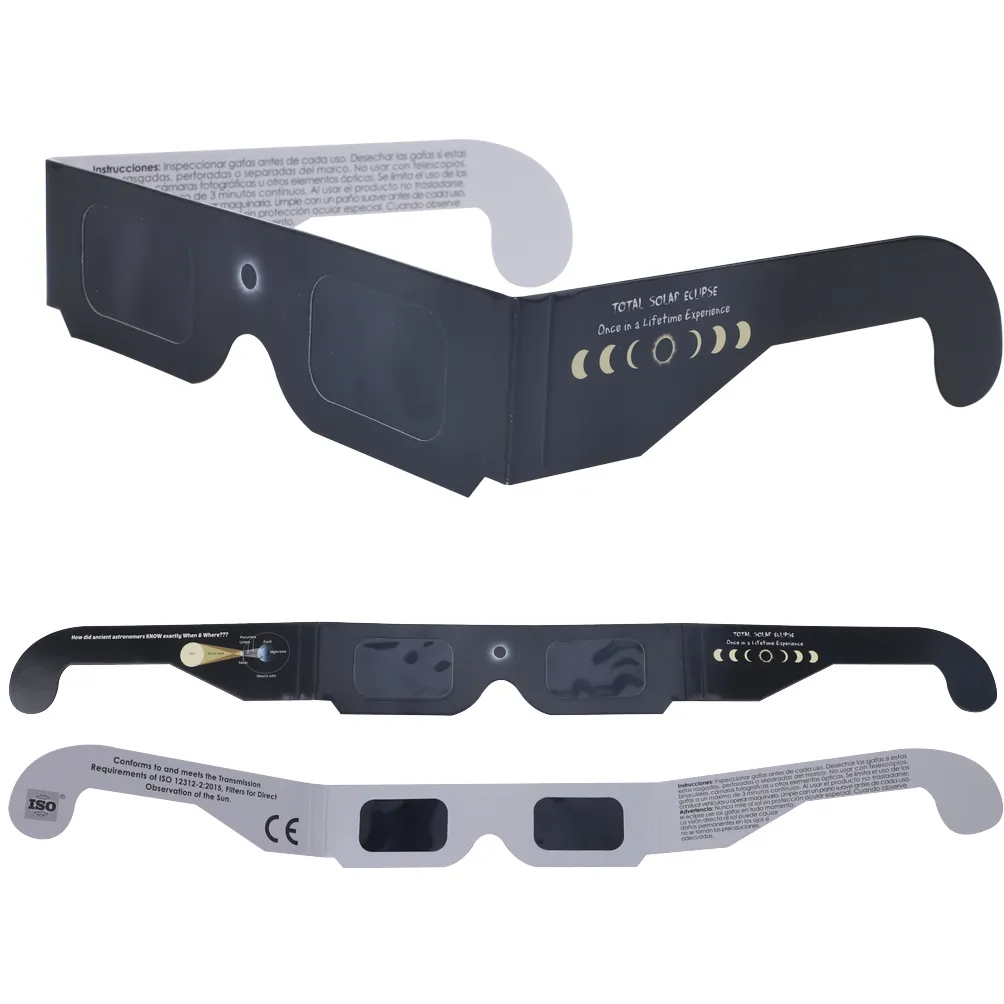 April 8 2024 ISO Certified Solar Eclipse Glasses Customized Design Eclipse Viewing 3D Paper Glasses