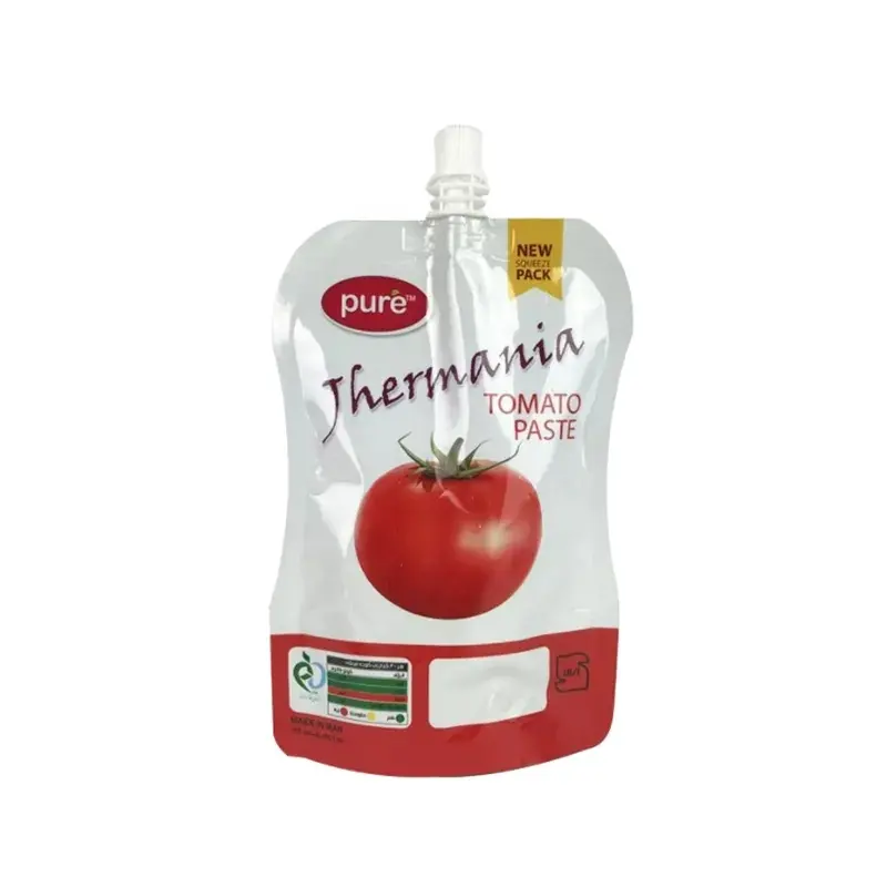 Pochette debout liquide étanche Cailyn avec bec verseur feuille d'aluminium pâte de tomate sac alimentaire Ketchup sauce tomate sacs d'emballage